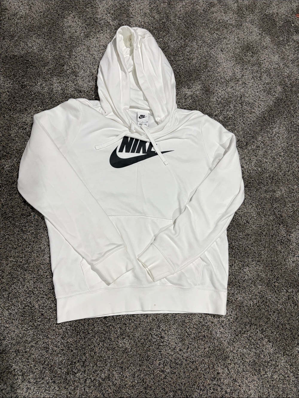 Nike White Pullover Hoodie with Black Swoosh